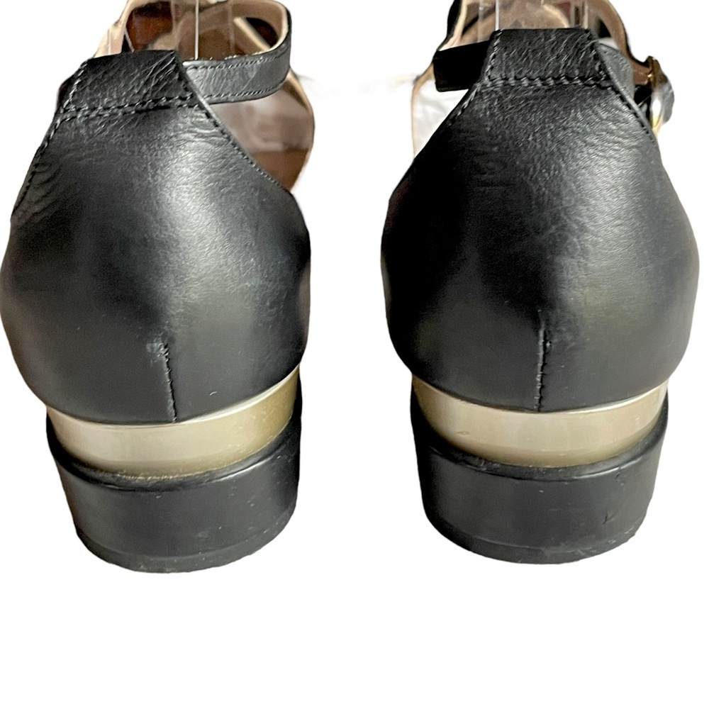 AGL D'Orsay Black Leather Block Crisscross Vamp Strap Ankle Strap Sz 8.5 EU 38.5 - Picture 13 of 16
